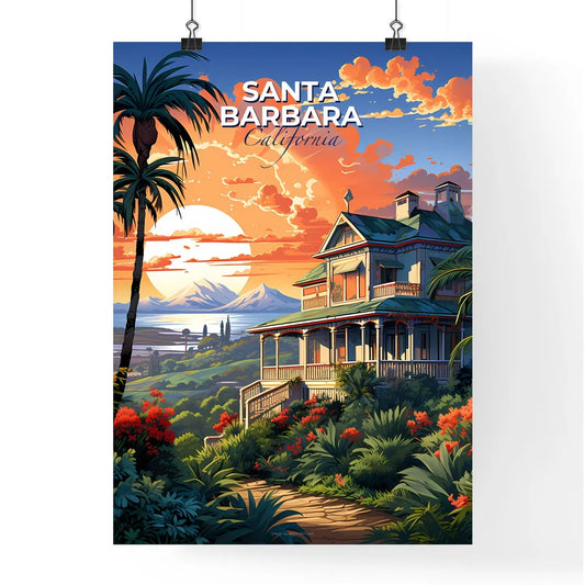 Santa Barbara, California, A Poster of a house with a large porch and a large body of water Default Title