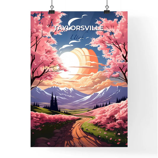 Taylorsville, Utah, A Poster of a landscape with pink trees and mountains Default Title