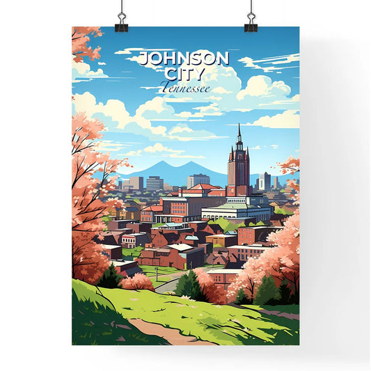 Johnson City, Tennessee, A Poster of a landscape of a city with trees and buildings Default Title