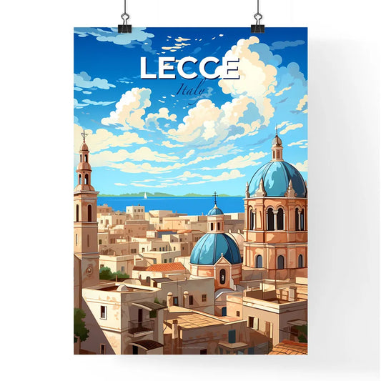Lecce, Italy, A Poster of a city with a blue dome and towers Default Title
