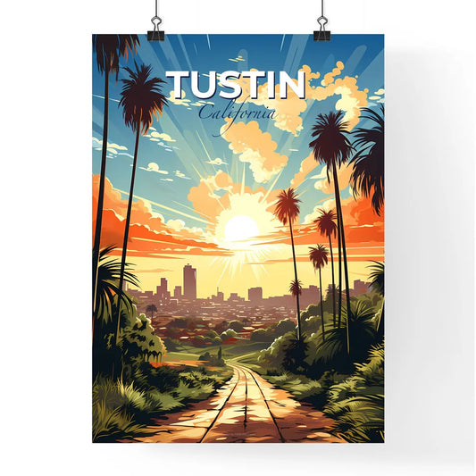 Tustin, California, A Poster of a road through palm trees with a city in the background Default Title