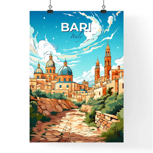 Bari, Italy, A Poster of a city with a road and trees Default Title