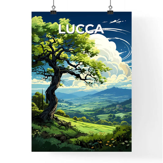 Lucca, Italy, A Poster of a tree on a hill Default Title