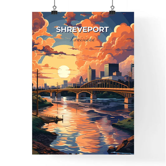 Shreveport, Louisiana, A Poster of a bridge over a river with a city in the background Default Title
