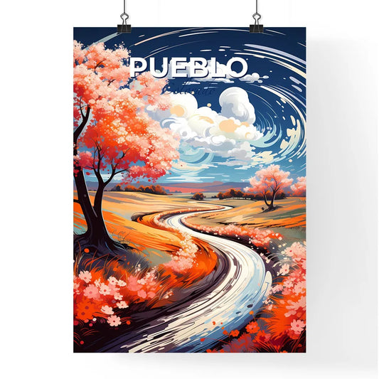 Pueblo, Colorado, A Poster of a painting of a winding road through a field with pink flowers Default Title