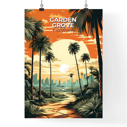 Garden Grove, California, A Poster of a palm trees and a city in the background Default Title