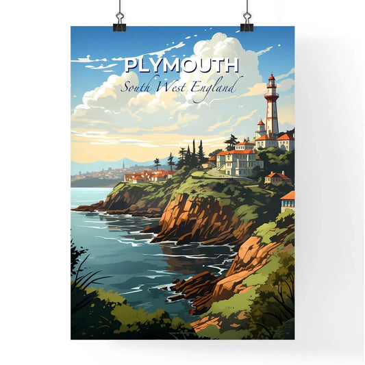 Plymouth, South West England, A Poster of a town on a cliff by the water Default Title