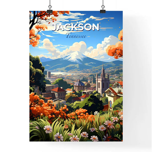 Jackson, Tennessee, A Poster of a landscape of a city with a mountain in the background Default Title
