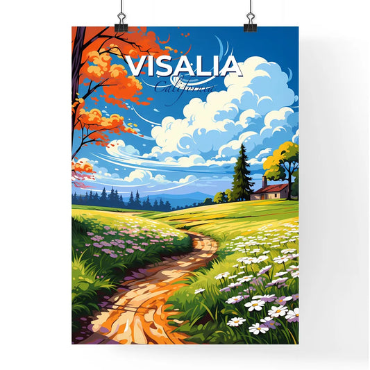 Visalia, California, A Poster of a painting of a landscape with a path and flowers Default Title