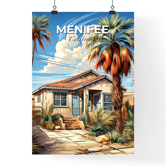 Menifee, California, A Poster of a house with palm trees and a fence Default Title