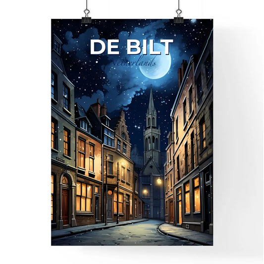 De Bilt, Netherlands, A Poster of a street with buildings and a moon in the sky Default Title