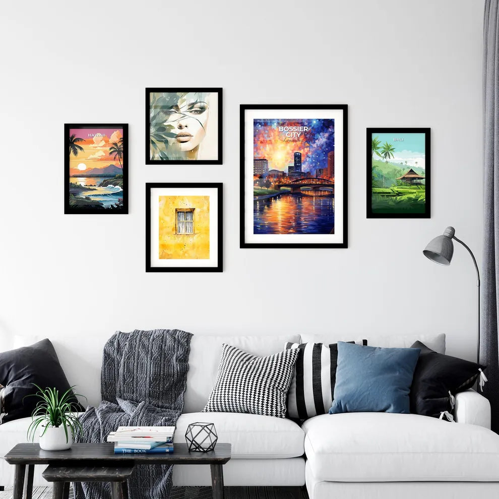 Bossier City, Louisiana, A Poster of a bridge over a river with a city in the background Default Title