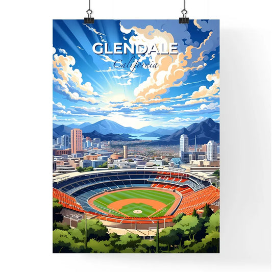 Glendale, California, A Poster of a baseball stadium with a city in the background Default Title