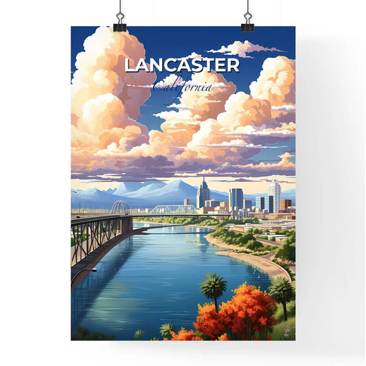 Lancaster, California, A Poster of a bridge over a river with a city in the background Default Title
