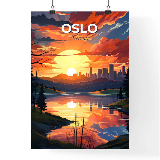 Oslo, Norway, A Poster of a sunset over a river Default Title