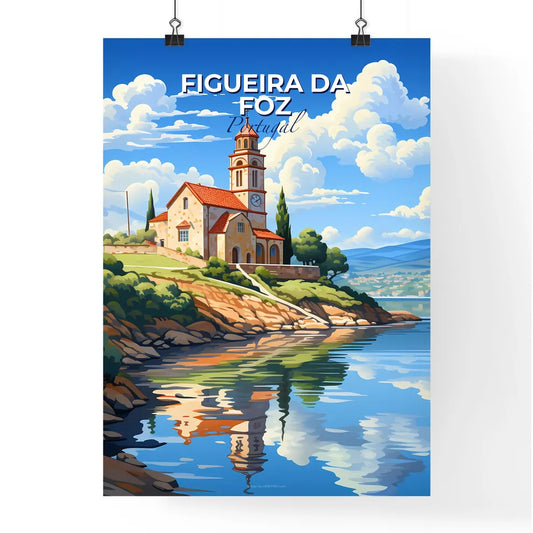 Figueira Da Foz, Portugal, A Poster of a building on a hill by a body of water Default Title