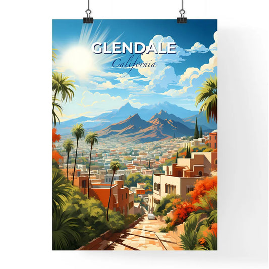 Glendale, California, A Poster of a city with palm trees and mountains in the background Default Title