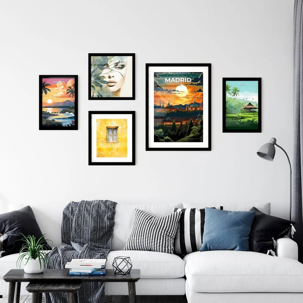 Madrid, Spain, A Poster of a sunset over a city Default Title