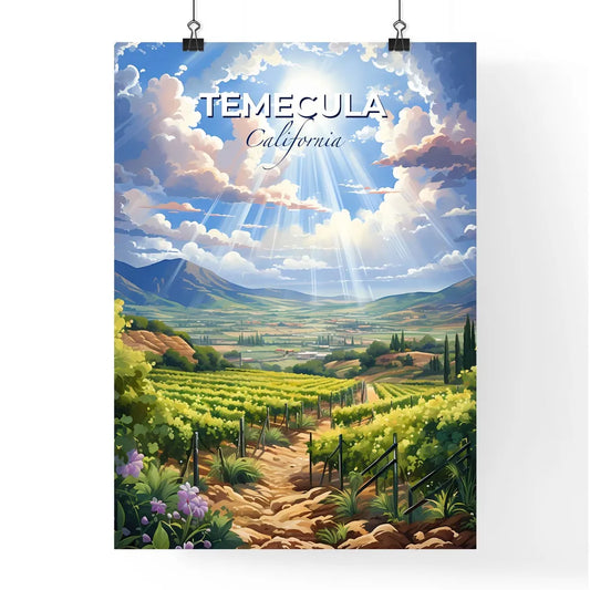 Temecula, California, A Poster of a landscape with a vineyard and mountains Default Title