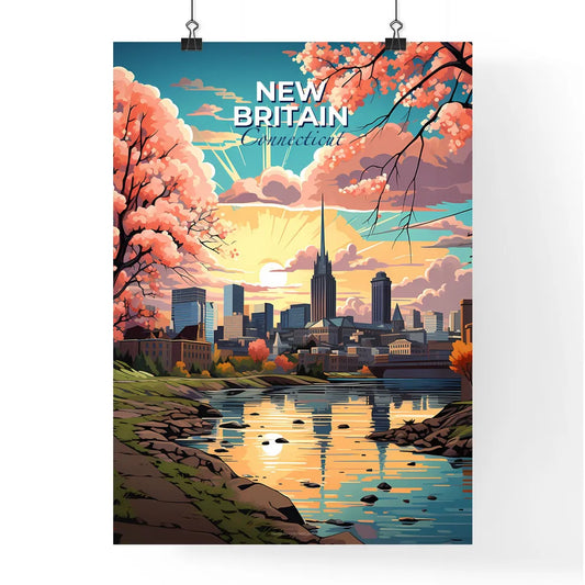 New Britain, Connecticut, A Poster of a city landscape with a river and trees Default Title