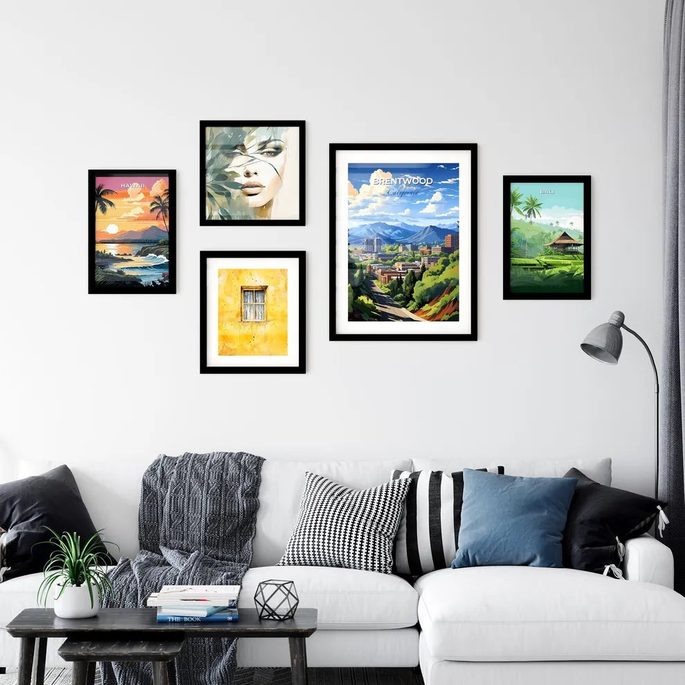 Brentwood, California, A Poster of a landscape of a city with trees and mountains Default Title