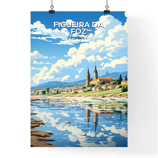 Figueira Da Foz, Portugal, A Poster of a river with a town and buildings Default Title