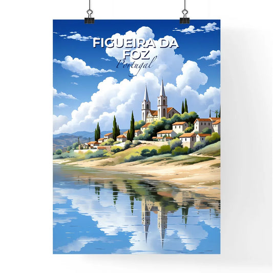 Figueira Da Foz, Portugal, A Poster of a town on a hill with trees and a body of water Default Title