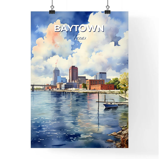 Baytown, Texas, A Poster of a water with a boat and buildings in the background Default Title