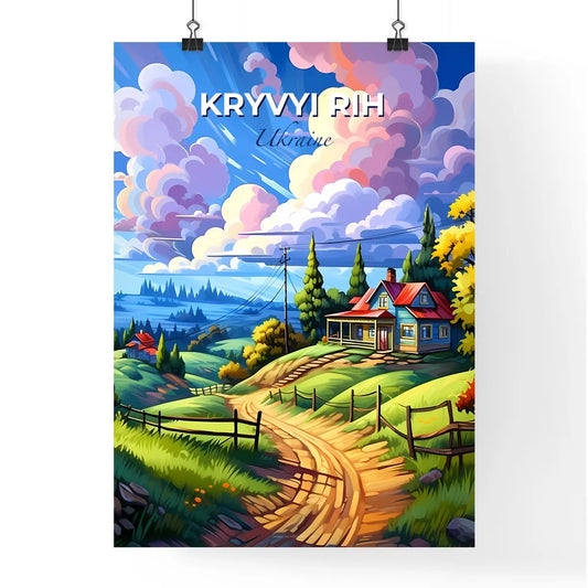 Kryvyi Rih, Ukraine, A Poster of a house on a hill with a dirt road and trees Default Title