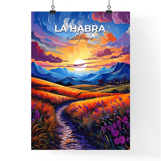 La Habra, California, A Poster of a painting of a landscape with mountains and flowers Default Title