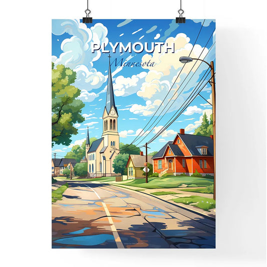 Plymouth, Minnesota, A Poster of a street with houses and a church tower Default Title