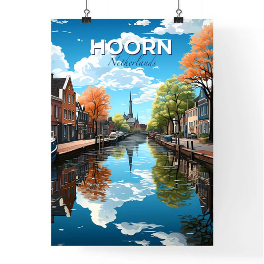 Hoorn, Netherlands, A Poster of a water canal with buildings and trees Default Title