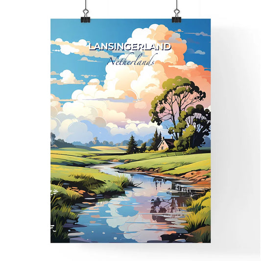 Lansingerland, Netherlands, A Poster of a stream running through a grassy field Default Title