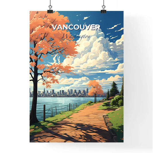 Vancouver, Washington, A Poster of a landscape with a body of water and a tree Default Title