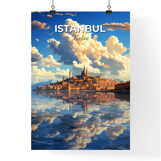 Istanbul, Turkey, A Poster of a city with towers and buildings reflected in water Default Title