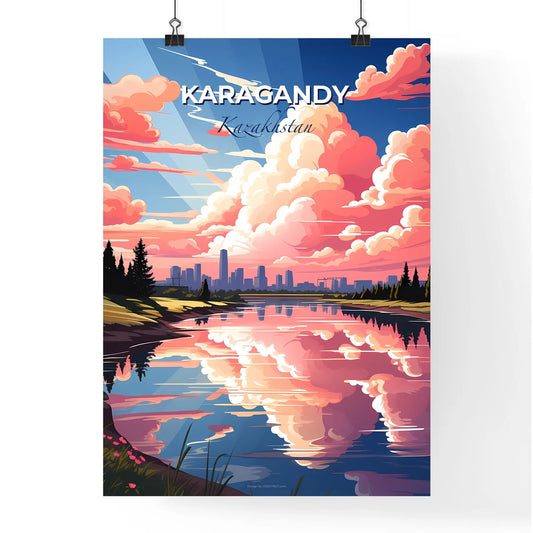 Karagandy, Kazakhstan, A Poster of a pink clouds over a lake Default Title
