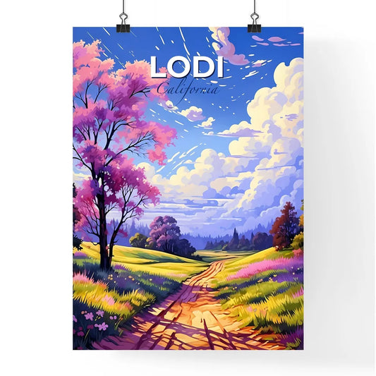 Lodi, California, A Poster of a dirt road through a field of flowers Default Title