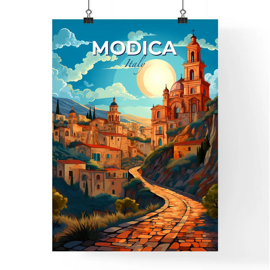 Modica, Italy, A Poster of a stone path leading to a town Default Title