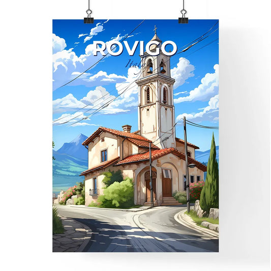 Rovigo, Italy, A Poster of a building with a bell tower Default Title