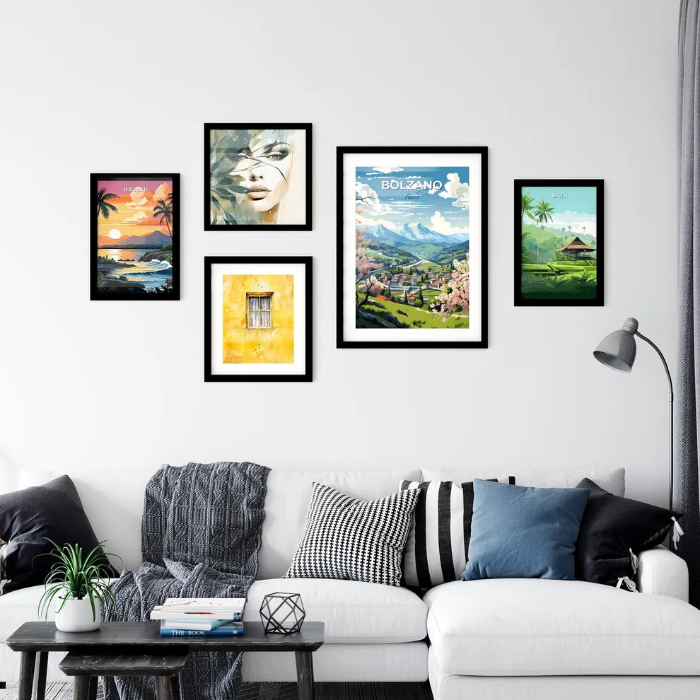 Bolzano, Italy, A Poster of a landscape with a town and mountains Default Title