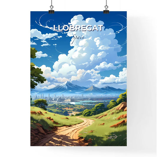 Llobregat, Spain, A Poster of a landscape of a city with mountains and trees Default Title