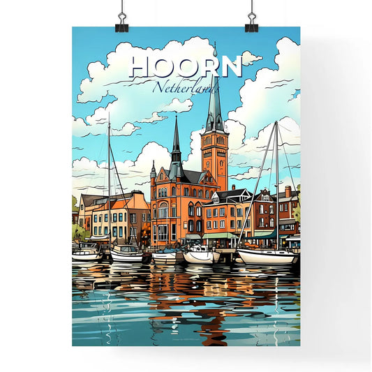 Hoorn, Netherlands, A Poster of a water with boats and buildings Default Title