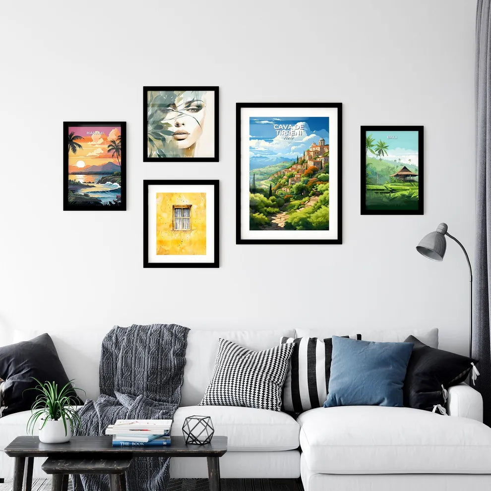 Cava De Tirreni, Italy, A Poster of a landscape of a town on a hill Default Title