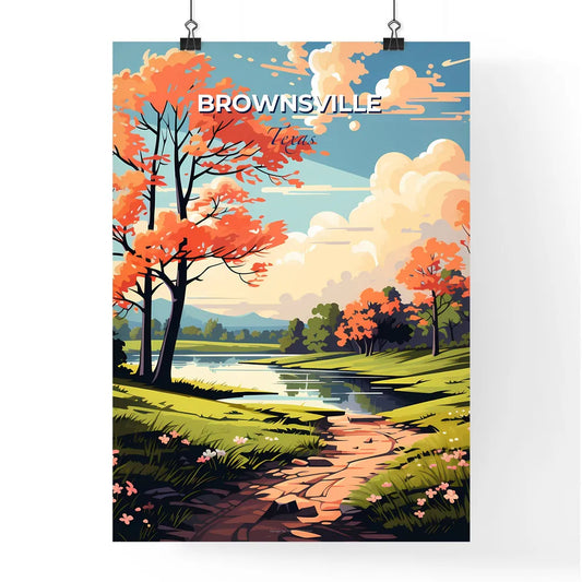 Brownsville, Texas, A Poster of a river running through a grassy area with trees and flowers Default Title