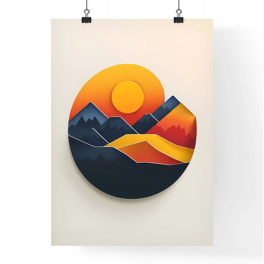 Modern mountain landscape painting with vibr Poster
