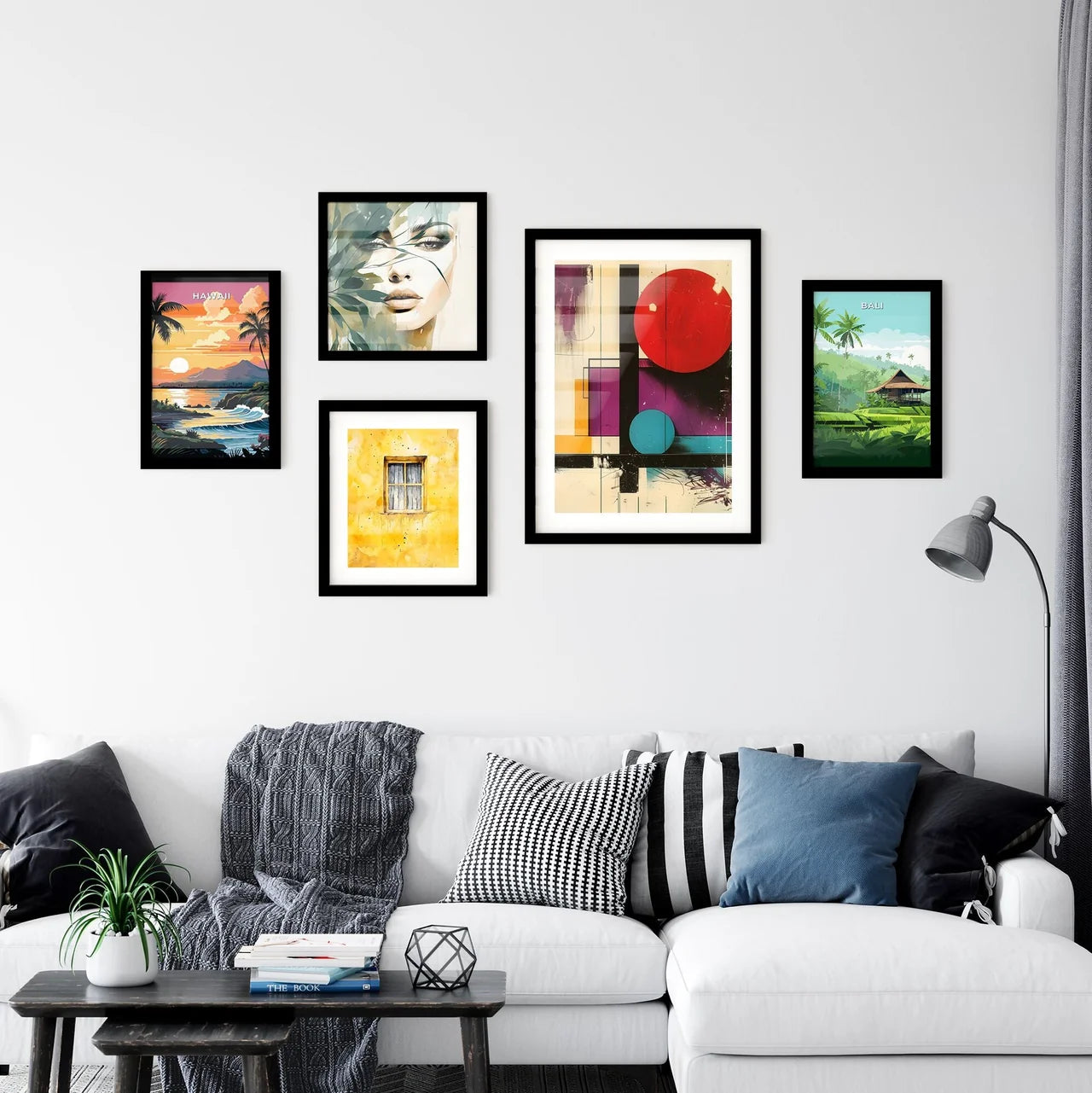Bauhaus 1919 Style Colorful Modern Art Painting with Geometric Shapes and Vibrant Colors Interior Design
