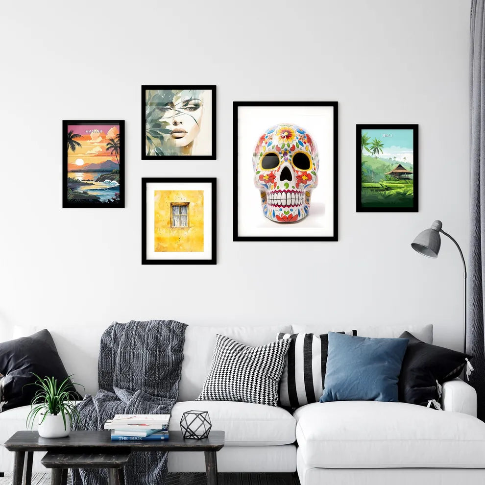 Watercolor Sugar Skull Painting Wall Art