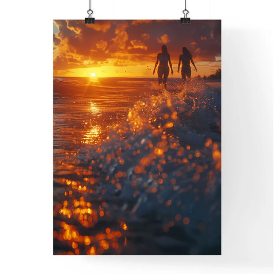 Abstract Watercolor Art Painting of Two Wome Poster