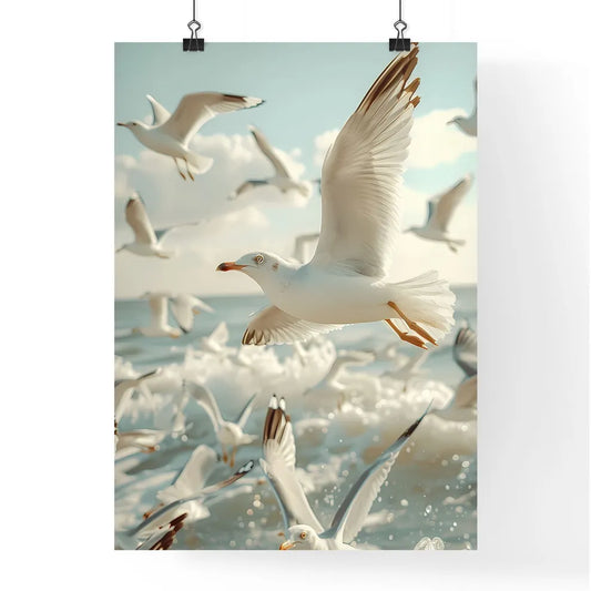 Painting of a Group of Seagul Poster