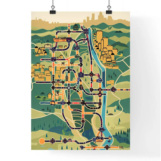Artistic City Gas Pipeline Map Poster
